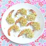 crevettes au riz vert croustillant